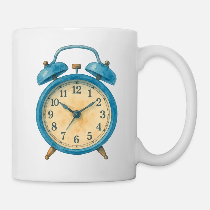 wecker uhr aquarell - Tasse - Weiß