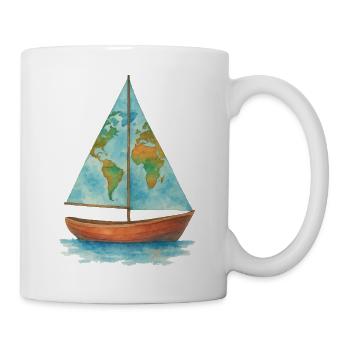 Bateau Carte du monde Voilier - Mug blanc - blanc - Droite