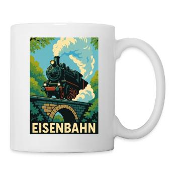 Railway Bridge Forest Steam Locomotive Train Children - Mug - white - Right