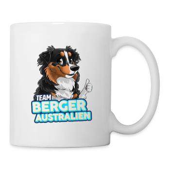 TEAM Australian Shepherd Hund - Schwarz Tricolor - Tasse - Weiß - Rechts