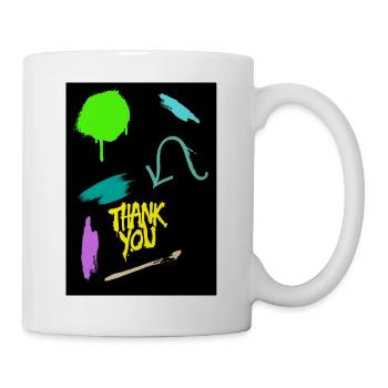 Expressive thank you design in neon colors - Mug - white - Right