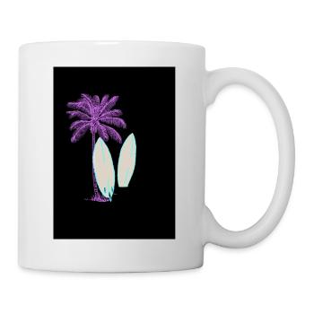 Illustration de surf et de palmier lumineux - Mug blanc - blanc - Droite
