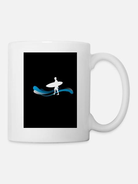 Surfer silhouette on waves - Mug - white