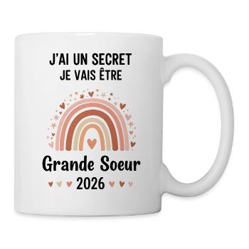 Ich habe ein Geheimnis: Ich werde 2026 eine große Schwester sein - Tasse - Weiß - Rechts