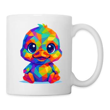 WPAP Polygon Stil Kawaii Tiere Baby Ente Küken - Tasse - Weiß - Rechts