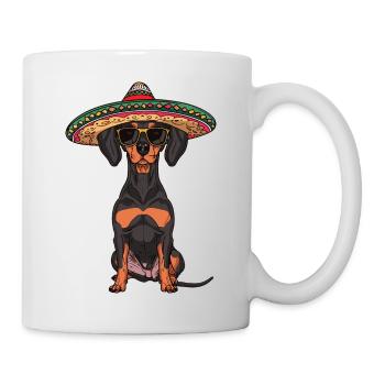 Dobermann Hund Lustig Sombrero - Tasse - Weiß - Rechts