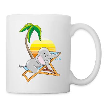 Sleeping baby elephant under the palm tree - Mug - white - Right
