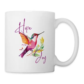Bunter Kolibri mit Freuden- und Hoffnungsmustern - Tasse - Weiß - Rechts