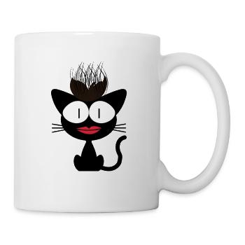 Verrückte Katze. Seltsame Katze – Lustige Haare - Tasse - Weiß - Rechts