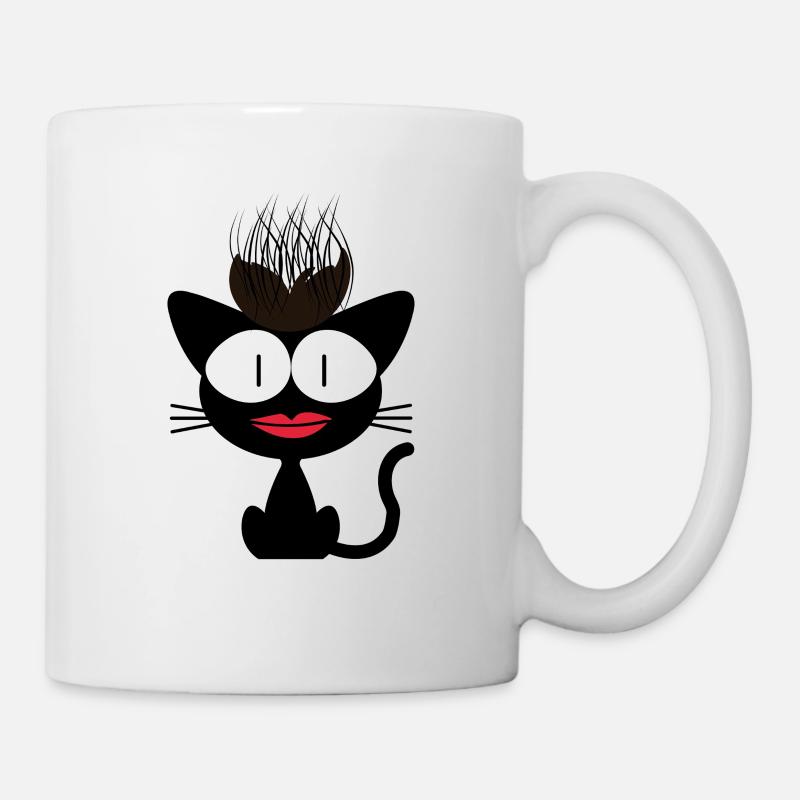 Chat fou. Chat bizarre – Drôle de cheveux - Mug blanc - blanc