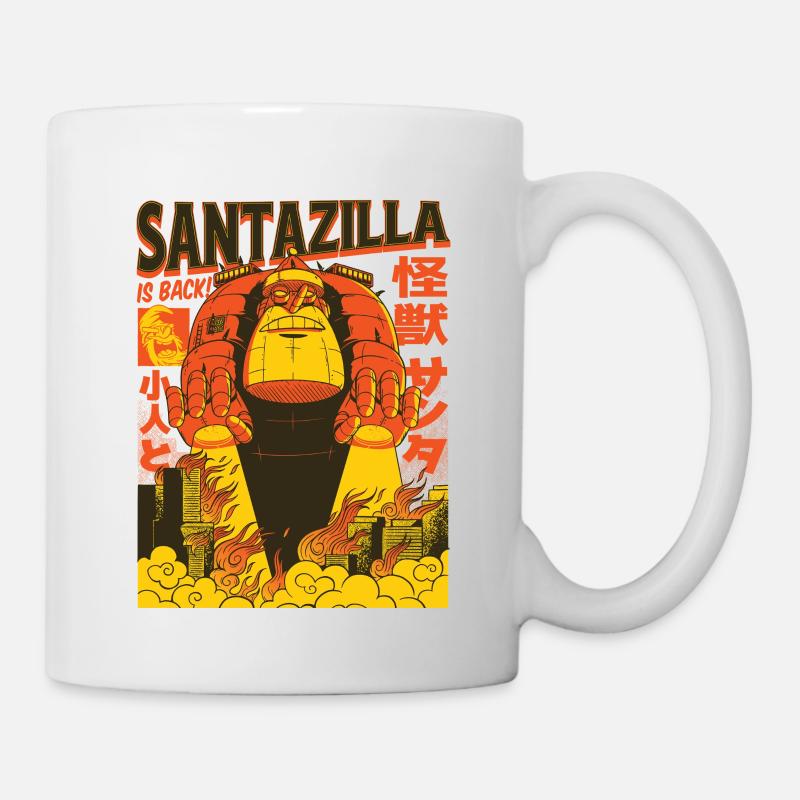 Riesiger Weihnachtsmann im Retro-Kaiju-Modus - Tasse - Weiß
