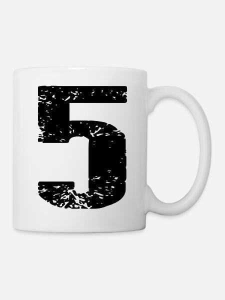 5 Zahl Trikot - Tasse - Weiß