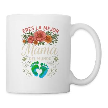 Du bist die beste Mama der Welt mit Baby Feet - Tasse - Weiß - Rechts