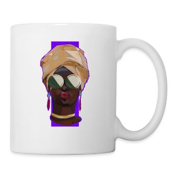 Elegant Afro Woman Portrait with Turban - Mug - white - Right