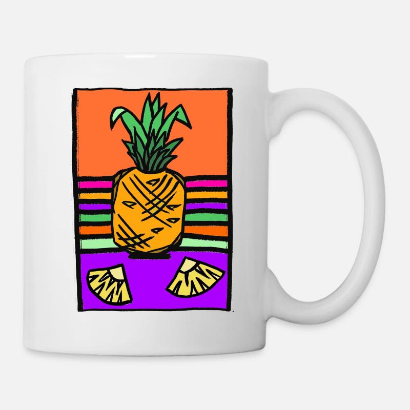 Illustration de néon d’ananas - Mug blanc - blanc