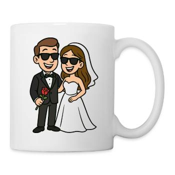 Jeunes mariés Lunettes de soleil Dessin animé - Mug blanc - blanc - Droite