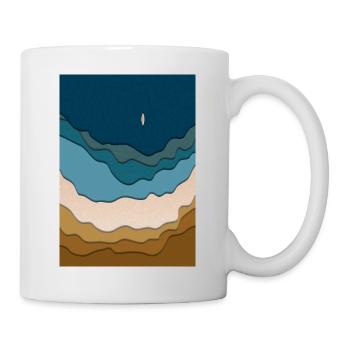 Abstraktes Strand-Design - Surfboard im Ozean - Tasse - Weiß - Rechts