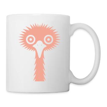 Lustiger Strauß Emu Kopf Zottelige Frisur Skurril - Tasse - Weiß - Rechts