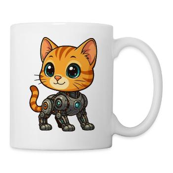 Cute Kitten Cyborg Robot Cartoon - Mug - white - Right