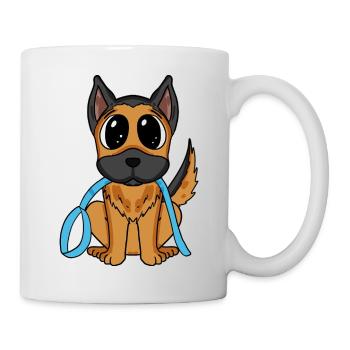 Niedlicher Hund mit Schleife - Deutscher Schäferhu - Tasse - Weiß - Rechts