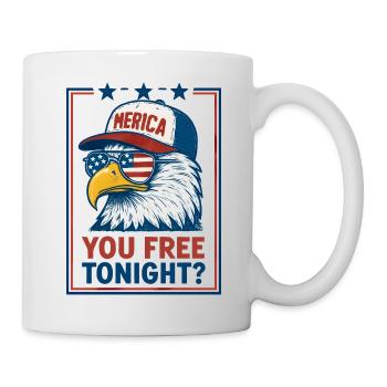 Du bist heute Abend frei, Adler, 4. Juli - Tasse - Weiß - Rechts