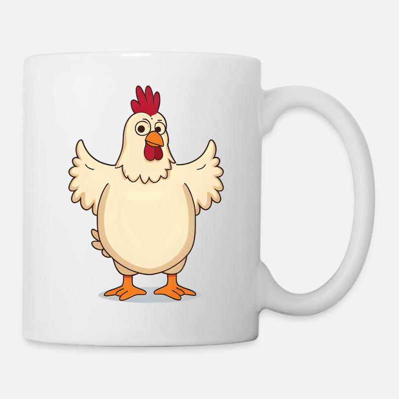 Chicken Funny Comic Animal Shirt - Mug - white