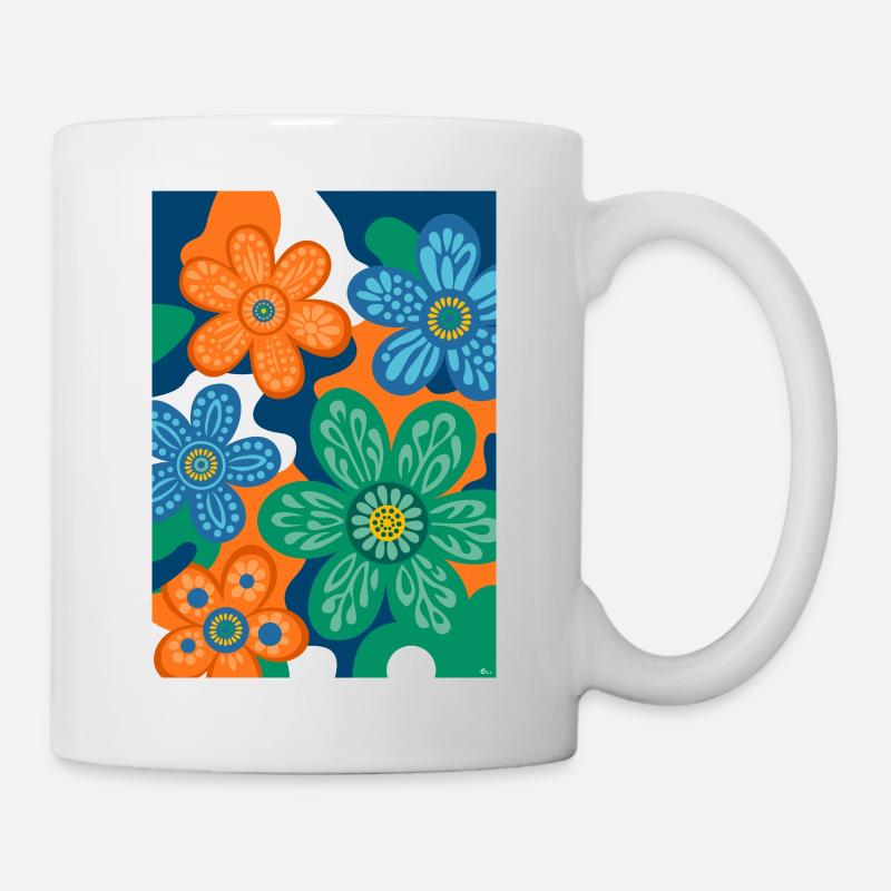Vintage-Blumen - Tasse - Weiß