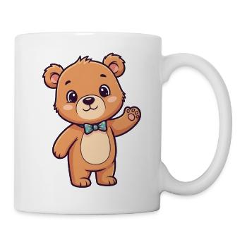 Cute bear head with bow - Mug - white - Right