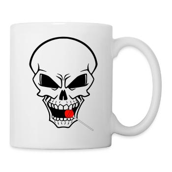 Rebellenschädel mit rotem Lutscher - Tasse - Weiß - Rechts