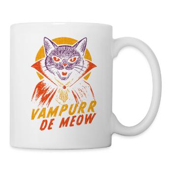Vampurr De Meow Retro Comic Vampire Cat - Mug - white - Right
