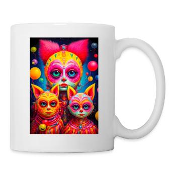 Cosmic faces sketched in vivid colors - Mug - white - Right