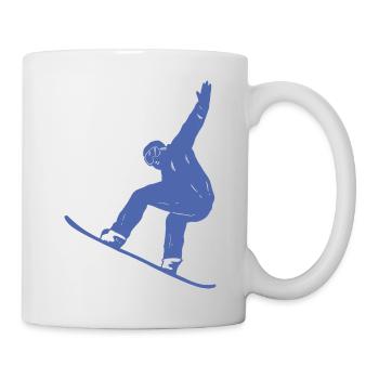 Silhouette minimaliste de snowboard Sports d’hiver - Mug blanc - blanc - Droite