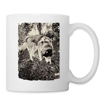 Husky in the forest in black and white - Mug - white - Right