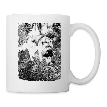 Schwarz-Weiß Husky Naturmotivs - Tasse - Weiß - Rechts