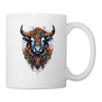 Flower-covered bison in a blaze of colour - Mug - white - Right