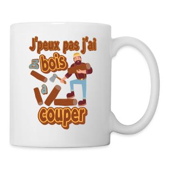 Humour bois et coupeur de bois cartoon - Mug blanc - blanc - Droite
