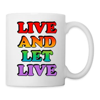 Regenbogen Leben und leben lassen LGBT Pride Tee - Tasse - Weiß - Rechts