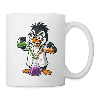 Crazy Professor Penguin Chemistry Nerd Experiment - Mug blanc - blanc - Droite