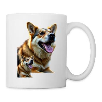 Freudiger Hundemotiv auf lebendiger Leinwand - Tasse - Weiß - Rechts