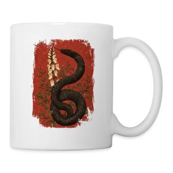 Mystische Schlange mit Blumenmotiven - Tasse - Weiß - Rechts