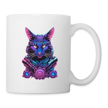 Cyber cat with futuristic design - Mug - white - Right