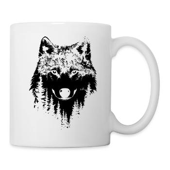 Silhouette de forêt de loups - Mug blanc - blanc - Droite