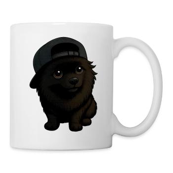 Lustiger Spitz Hund mit Cap und Ausdruck - Tasse - Weiß - Rechts
