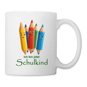 Colorful crayons with happy faces - Mug - white - Right