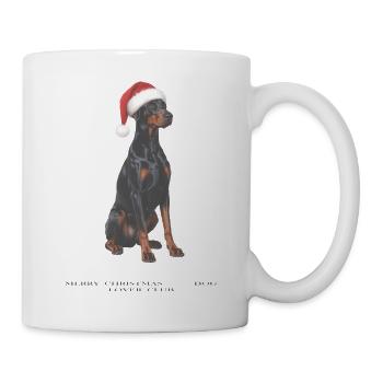 Dobermann Hund mit Santa Hut - Tasse - Weiß - Rechts