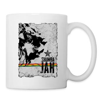 Visage de lion avec drapeau reggae - Mug blanc - blanc - Droite