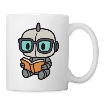 Geek Roboter mit Brille und Buch - Tasse - Weiß - Rechts