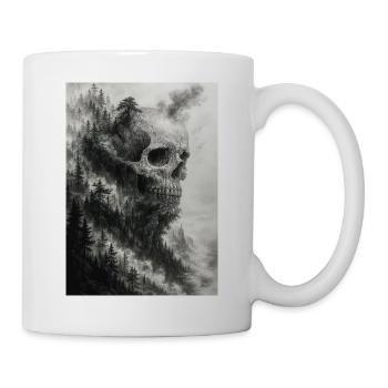 Unheimliche Waldschädel-Illustration - Tasse - Weiß - Rechts