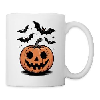 Scary pumpkin head with laughing face - Mug - white - Right