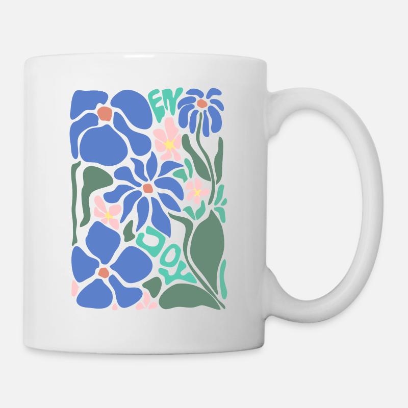 Gute Laune Blumen - blau - Tasse - Weiß